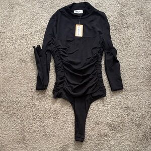 Vestique Black Ruched Bodysuit